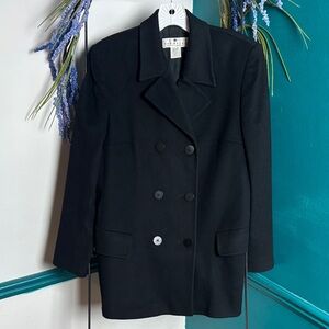 Saks Elegant Black Double-Breasted Women's Coat